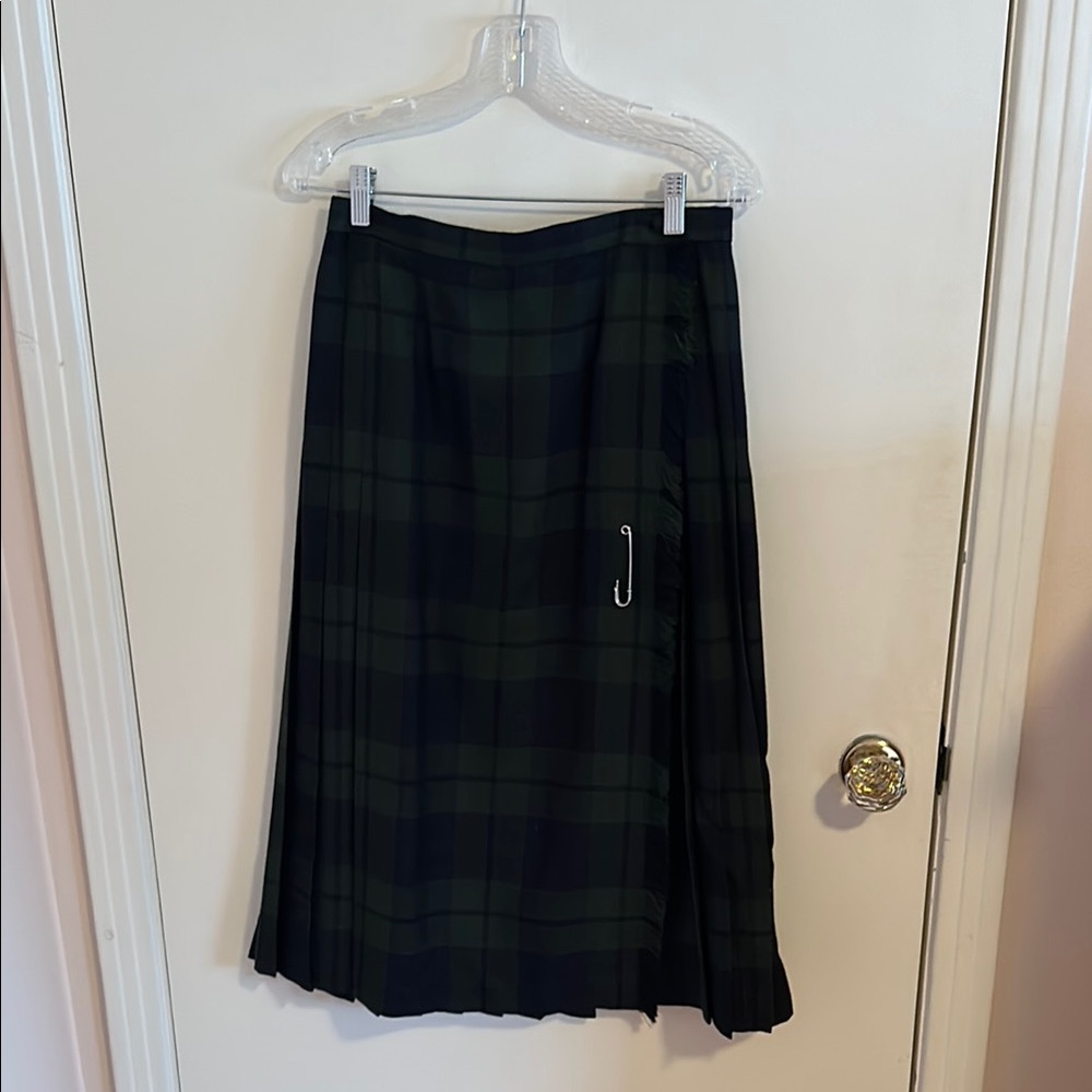 Navy and Forest Green Wool Kilt
